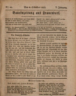 Bauern-Zeitung aus Frauendorf Samstag 4. Oktober 1823