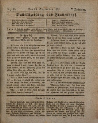 Bauern-Zeitung aus Frauendorf Samstag 13. Dezember 1823