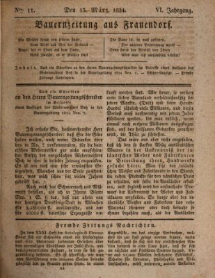 Bauern-Zeitung aus Frauendorf Samstag 13. März 1824