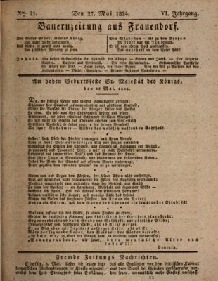 Bauern-Zeitung aus Frauendorf Donnerstag 27. Mai 1824