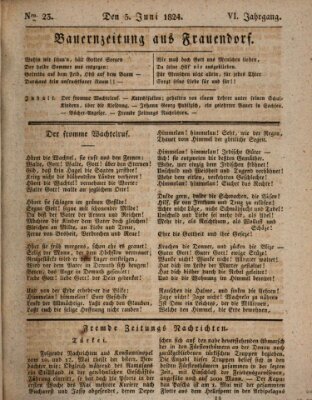 Bauern-Zeitung aus Frauendorf Samstag 5. Juni 1824