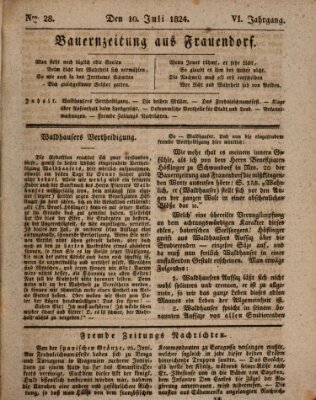 Bauern-Zeitung aus Frauendorf Samstag 10. Juli 1824