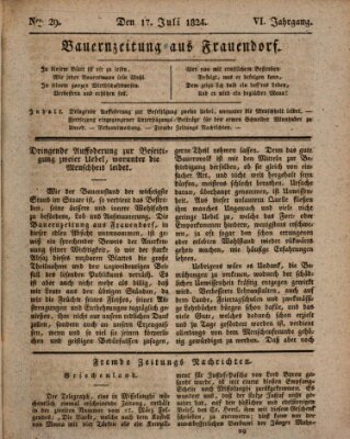 Bauern-Zeitung aus Frauendorf Samstag 17. Juli 1824