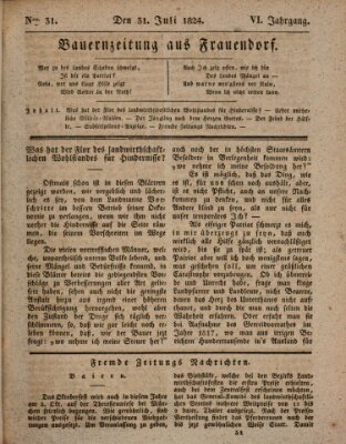 Bauern-Zeitung aus Frauendorf Samstag 31. Juli 1824