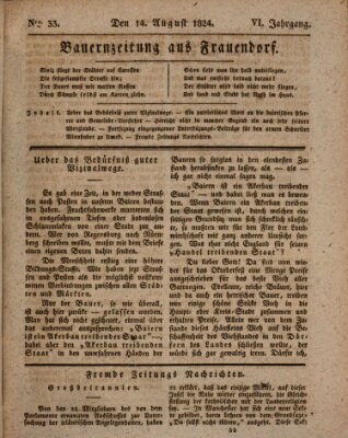 Bauern-Zeitung aus Frauendorf Samstag 14. August 1824