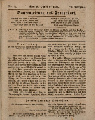 Bauern-Zeitung aus Frauendorf Samstag 16. Oktober 1824