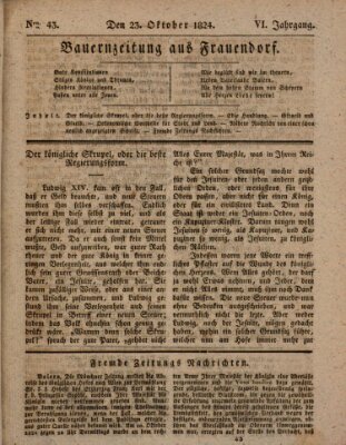 Bauern-Zeitung aus Frauendorf Samstag 23. Oktober 1824