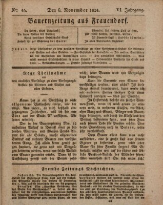 Bauern-Zeitung aus Frauendorf Samstag 6. November 1824