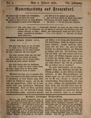 Bauern-Zeitung aus Frauendorf Samstag 1. Januar 1825
