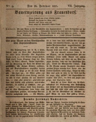 Bauern-Zeitung aus Frauendorf Samstag 26. Februar 1825