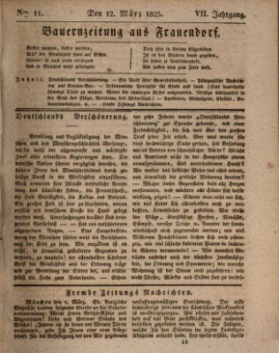 Bauern-Zeitung aus Frauendorf Samstag 12. März 1825