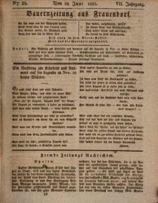 Bauern-Zeitung aus Frauendorf Samstag 18. Juni 1825