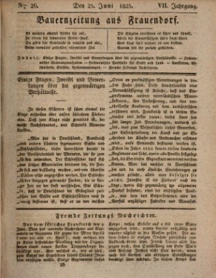 Bauern-Zeitung aus Frauendorf Samstag 25. Juni 1825