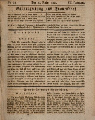 Bauern-Zeitung aus Frauendorf Samstag 30. Juli 1825