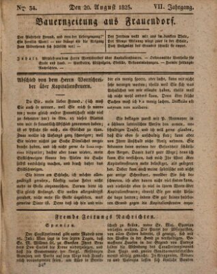 Bauern-Zeitung aus Frauendorf Samstag 20. August 1825