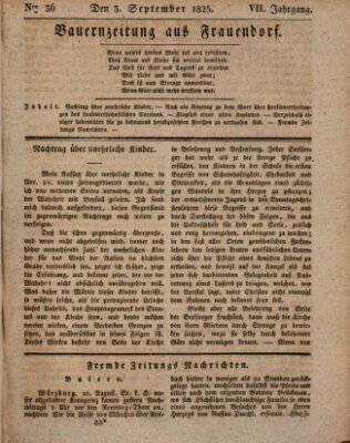 Bauern-Zeitung aus Frauendorf Samstag 3. September 1825