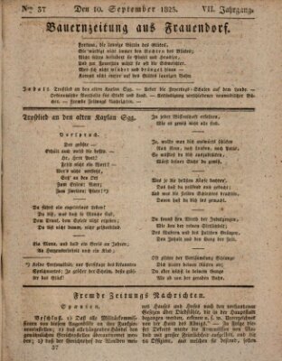 Bauern-Zeitung aus Frauendorf Samstag 10. September 1825