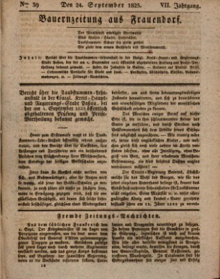 Bauern-Zeitung aus Frauendorf Samstag 24. September 1825