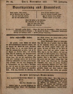 Bauern-Zeitung aus Frauendorf Samstag 5. November 1825