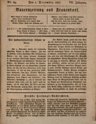 Bauern-Zeitung aus Frauendorf Donnerstag 1. Dezember 1825