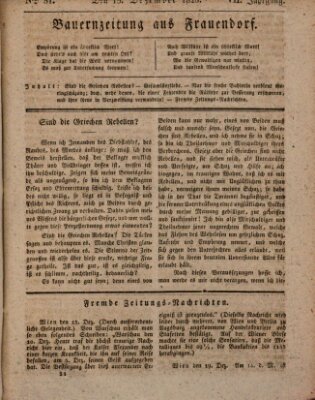 Bauern-Zeitung aus Frauendorf Donnerstag 15. Dezember 1825