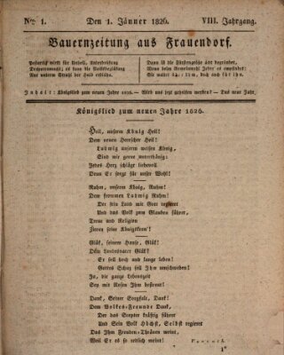 Bauern-Zeitung aus Frauendorf Sonntag 1. Januar 1826