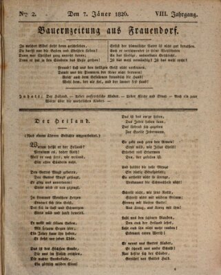 Bauern-Zeitung aus Frauendorf Samstag 7. Januar 1826