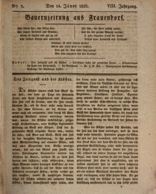 Bauern-Zeitung aus Frauendorf Samstag 14. Januar 1826