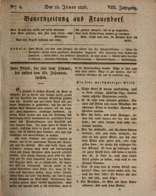 Bauern-Zeitung aus Frauendorf Samstag 21. Januar 1826