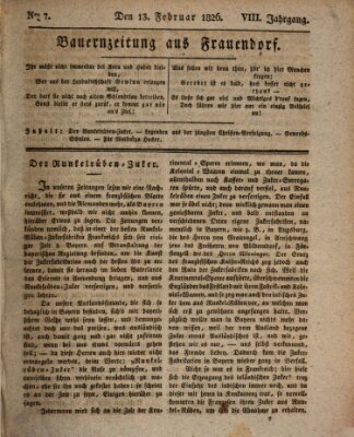 Bauern-Zeitung aus Frauendorf Montag 13. Februar 1826