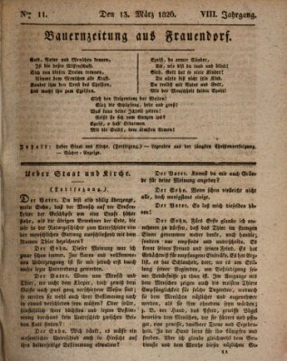 Bauern-Zeitung aus Frauendorf Montag 13. März 1826