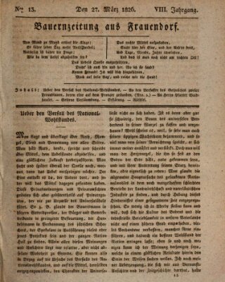 Bauern-Zeitung aus Frauendorf Montag 27. März 1826