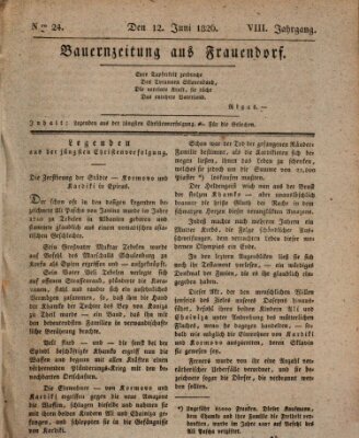 Bauern-Zeitung aus Frauendorf Montag 12. Juni 1826