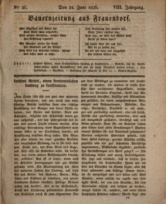 Bauern-Zeitung aus Frauendorf Samstag 24. Juni 1826