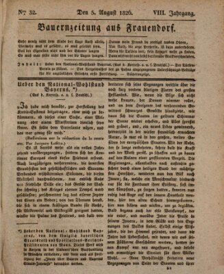 Bauern-Zeitung aus Frauendorf Samstag 5. August 1826