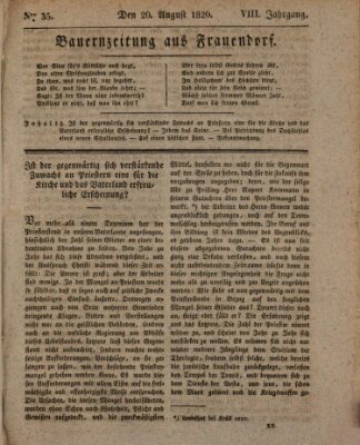 Bauern-Zeitung aus Frauendorf Samstag 26. August 1826