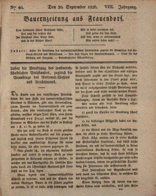 Bauern-Zeitung aus Frauendorf Samstag 30. September 1826