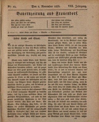 Bauern-Zeitung aus Frauendorf Samstag 4. November 1826