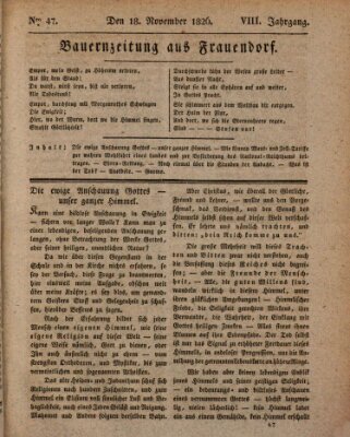 Bauern-Zeitung aus Frauendorf Samstag 18. November 1826