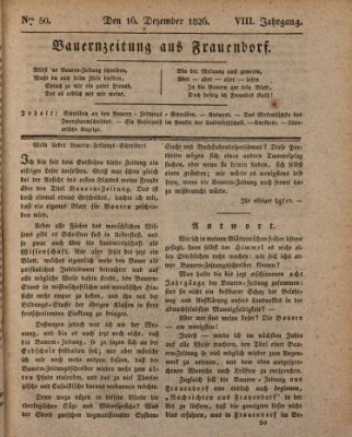 Bauern-Zeitung aus Frauendorf Samstag 16. Dezember 1826