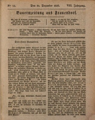 Bauern-Zeitung aus Frauendorf Samstag 30. Dezember 1826