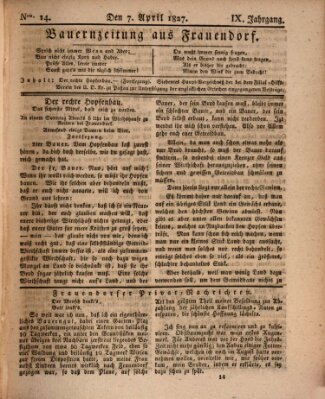 Bauern-Zeitung aus Frauendorf Samstag 7. April 1827