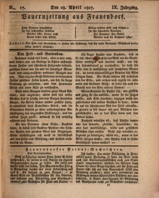 Bauern-Zeitung aus Frauendorf Samstag 28. April 1827