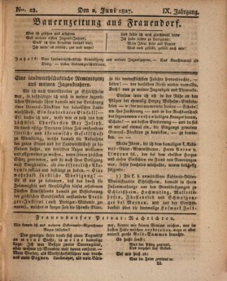 Bauern-Zeitung aus Frauendorf Samstag 2. Juni 1827