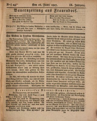 Bauern-Zeitung aus Frauendorf Samstag 16. Juni 1827