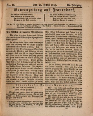 Bauern-Zeitung aus Frauendorf Samstag 30. Juni 1827