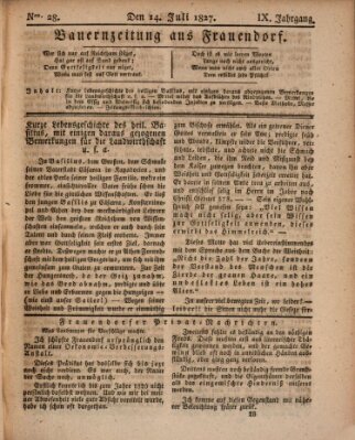 Bauern-Zeitung aus Frauendorf Samstag 14. Juli 1827