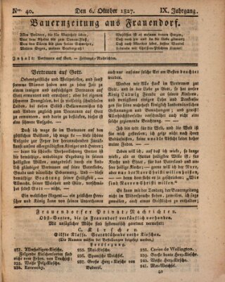 Bauern-Zeitung aus Frauendorf Samstag 6. Oktober 1827