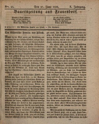 Bauern-Zeitung aus Frauendorf Dienstag 17. Juni 1828