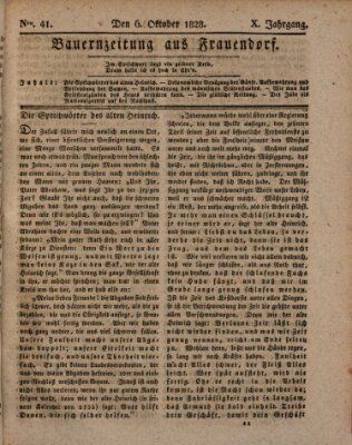 Bauern-Zeitung aus Frauendorf Montag 6. Oktober 1828